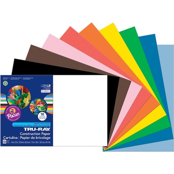 Tru-Ray Paper, Const, 12X18, Ast, 50Sh, PK25 PAC103063 - main